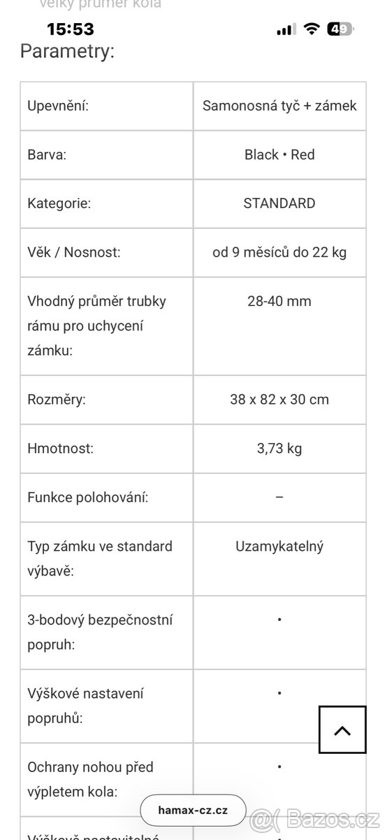 Dětská cyklo sedačka Hamax Smiley - 3