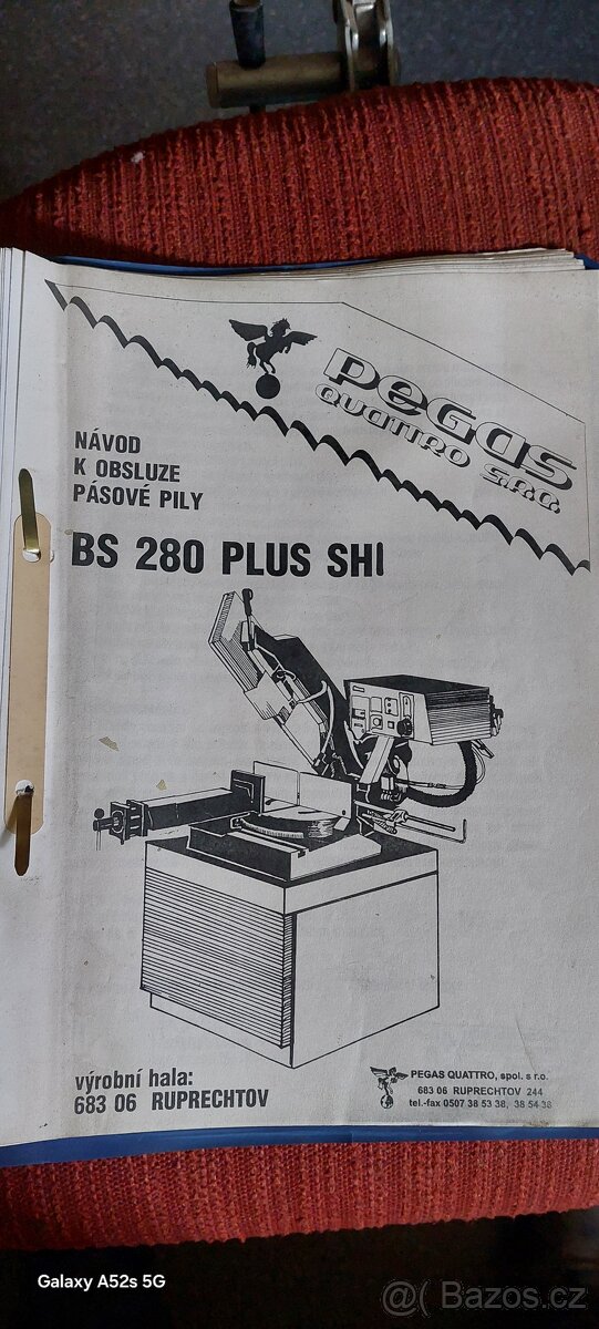 Pásová pila na kov Pegas BS 280 plus SHI - 3