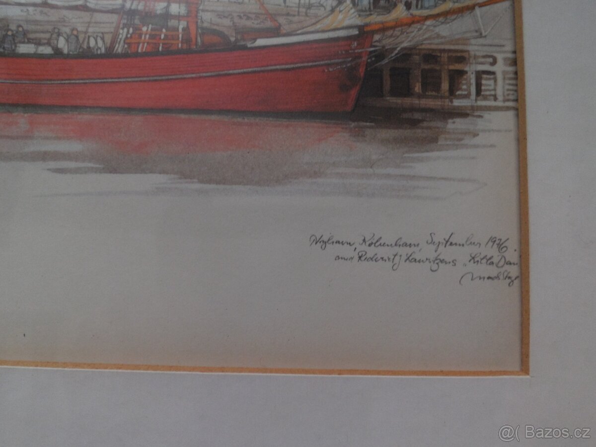 Obraz v paspartě, přístav - 3