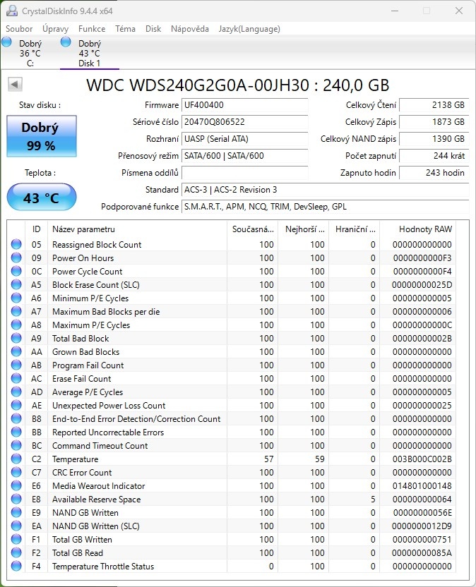 240GB SSD WD GREEN (99%) - 3