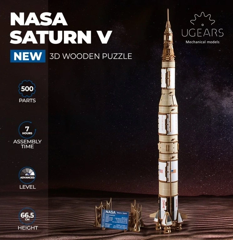 Prodám mechanické 3D puzzle rakety NASA Saturn V - 3