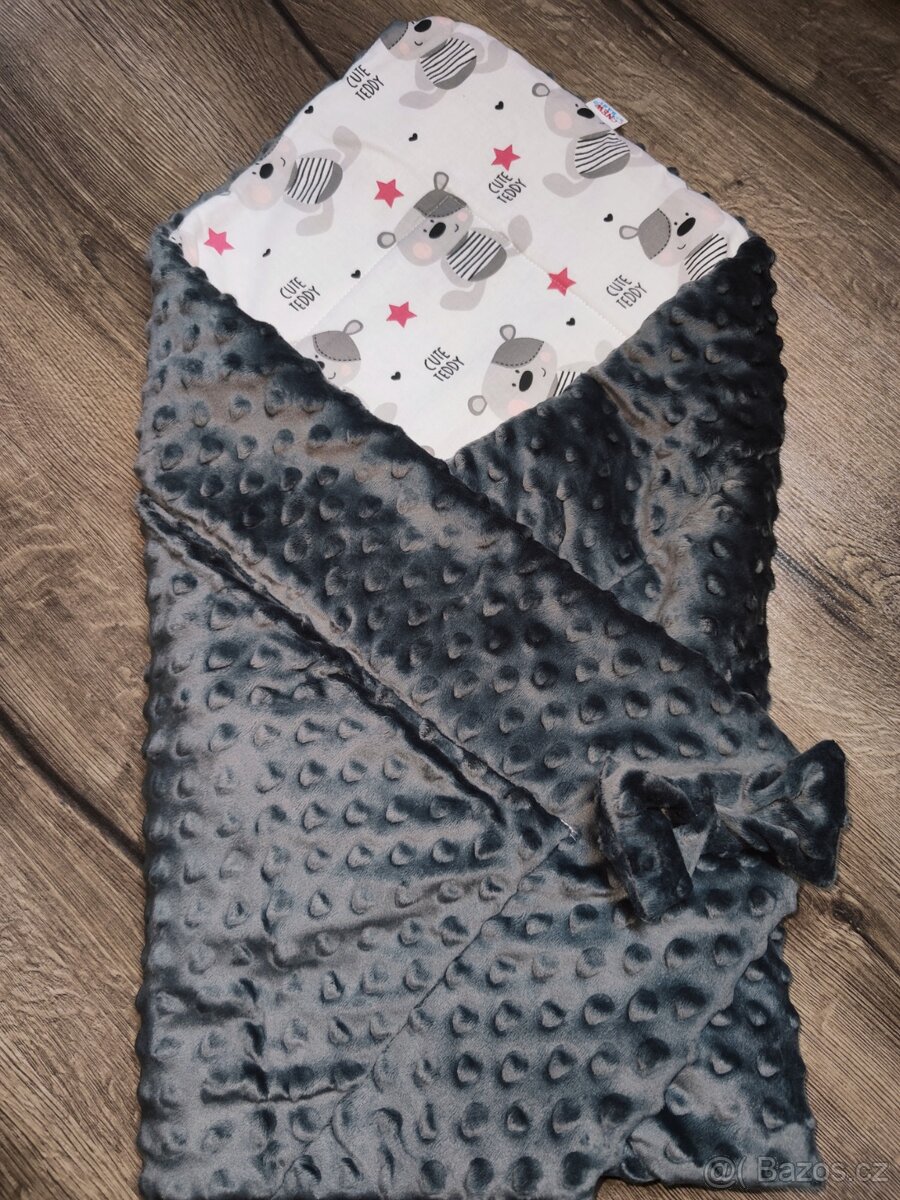 Zateplená deka a polštářek do kočárku, zavinovačka - 3