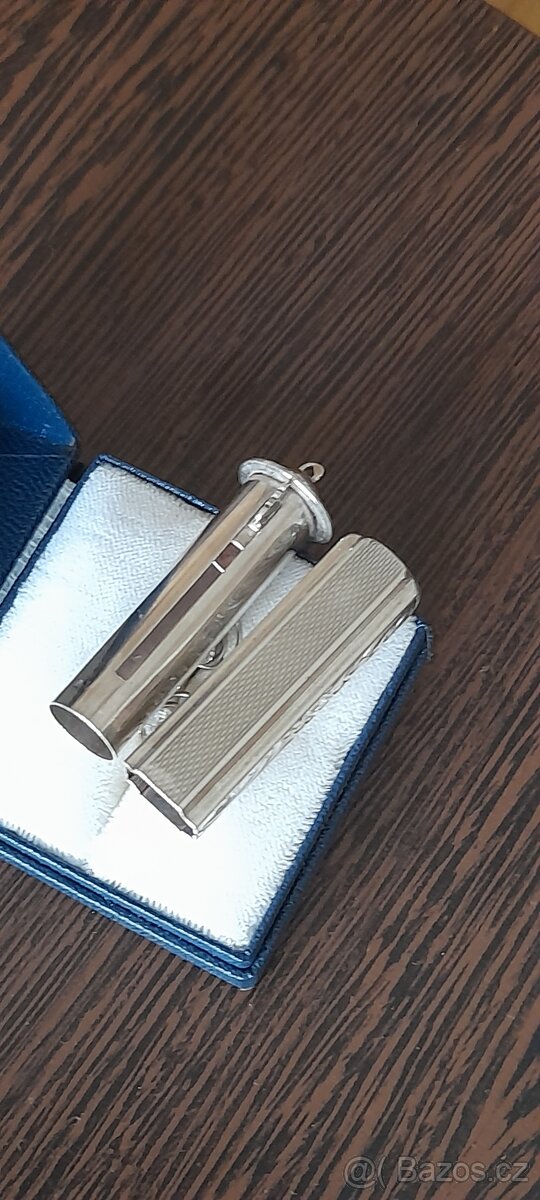 Starožitné stříbrné pouzdro na rtěnku - 3