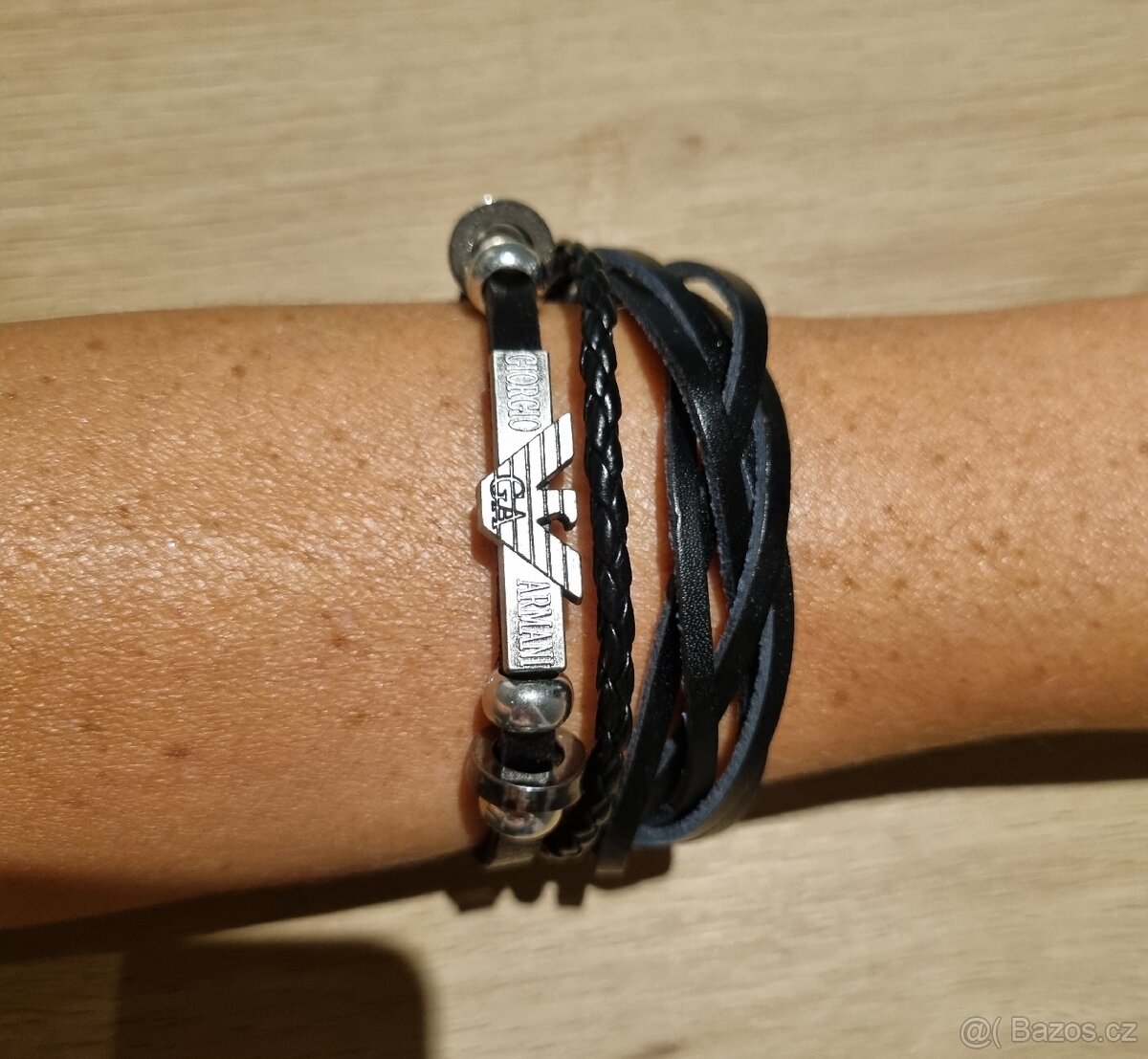 Giorgio Armani nový pánský značkový náramek černý 21,5 cm - 3