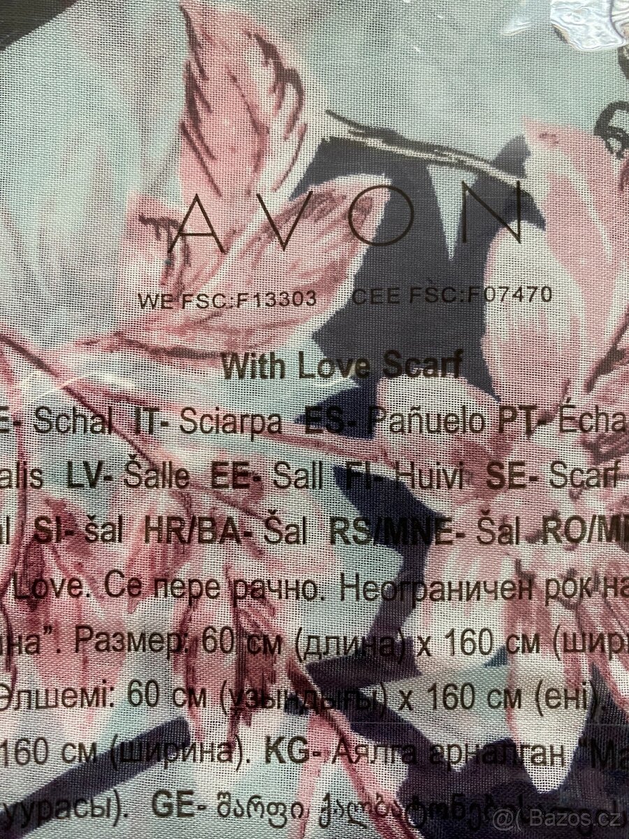 Nový dámský šátek Avon - orig. balení, vzor květiny - 3