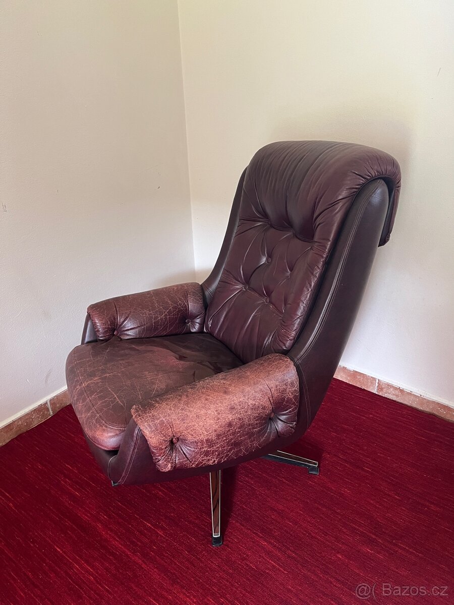 Krásné kožené křeslo PeeM bordeaux - 3