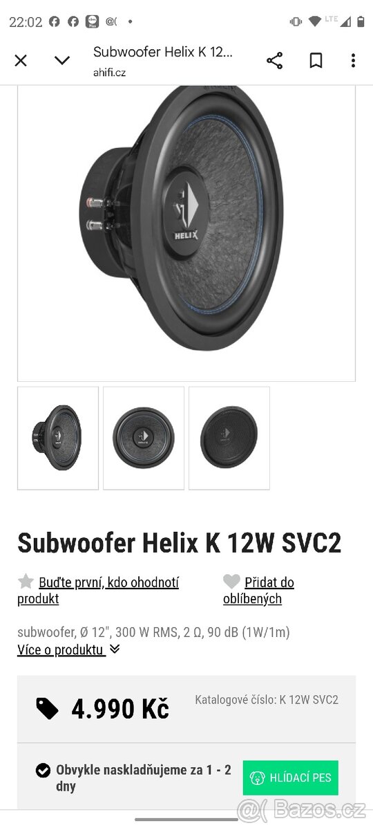Prodám subwoofer Hifonics 12 - 3