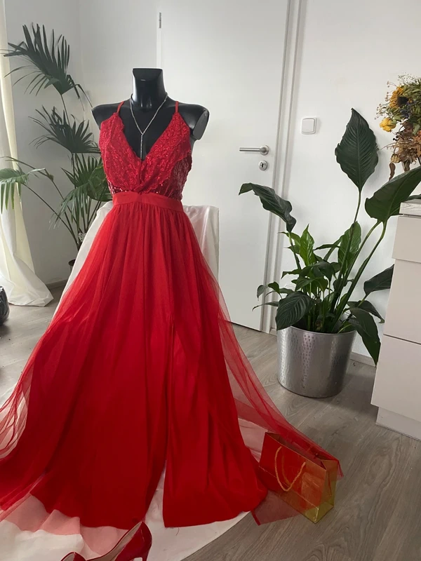 Maturitni plesove saty flouhe cervene tylove 36 - 3