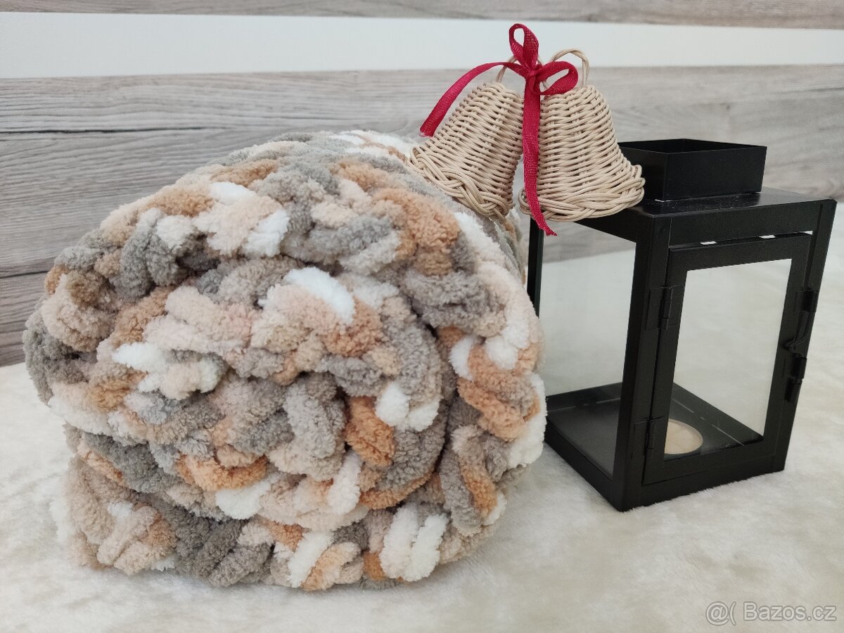 Pletená dětská deka hnědá mix - 3