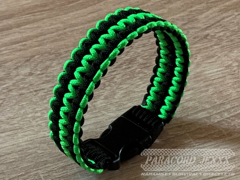 Paracord náramek (19 cm) black - neon - 3