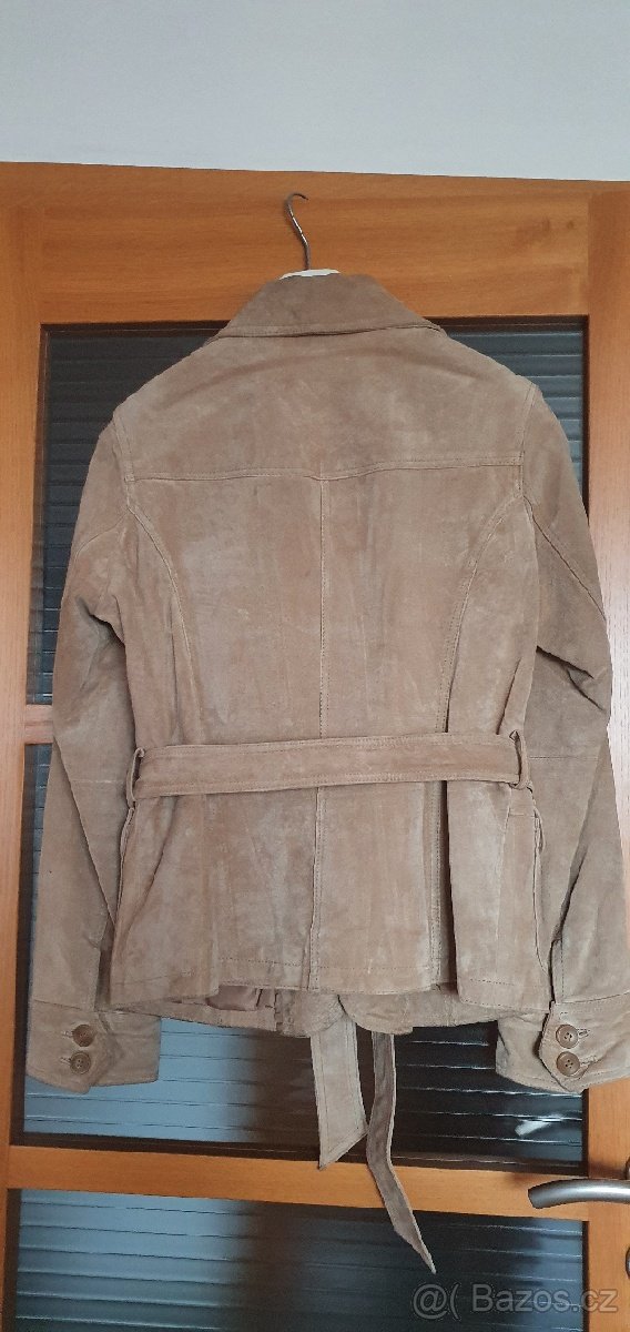 Béžové semišové sako vel.40 - 3