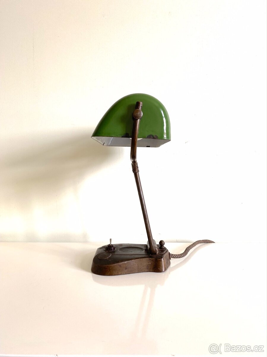 Starožitná stolní lampa bankéřka, DRGM, Německo - 3