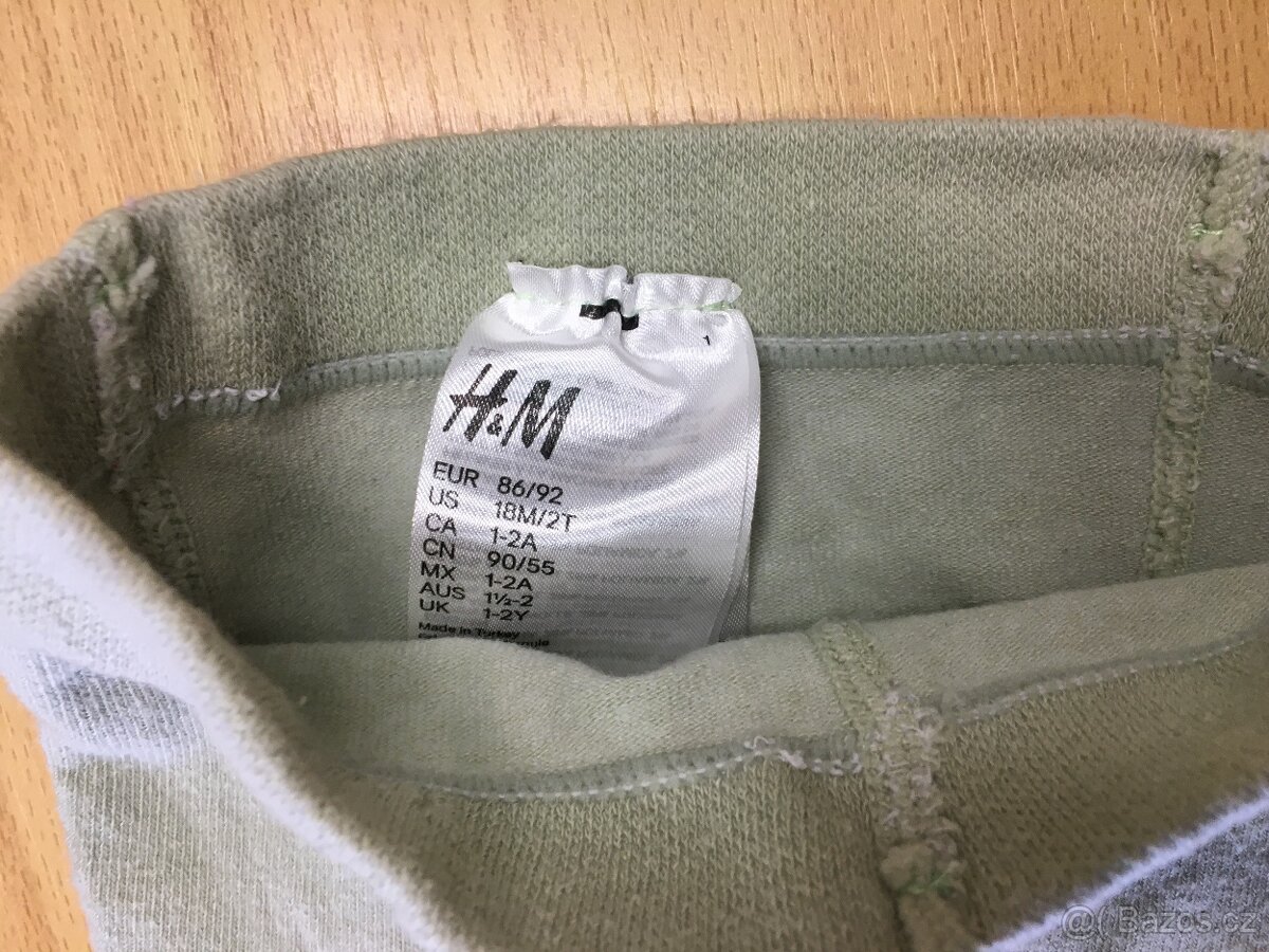 Punčocháče H&M 86/92 zelené kytky kolen - 3