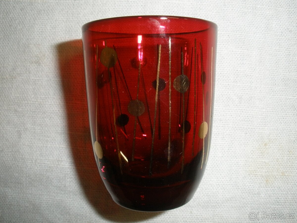 Staré štamprle /červené sklo - 3