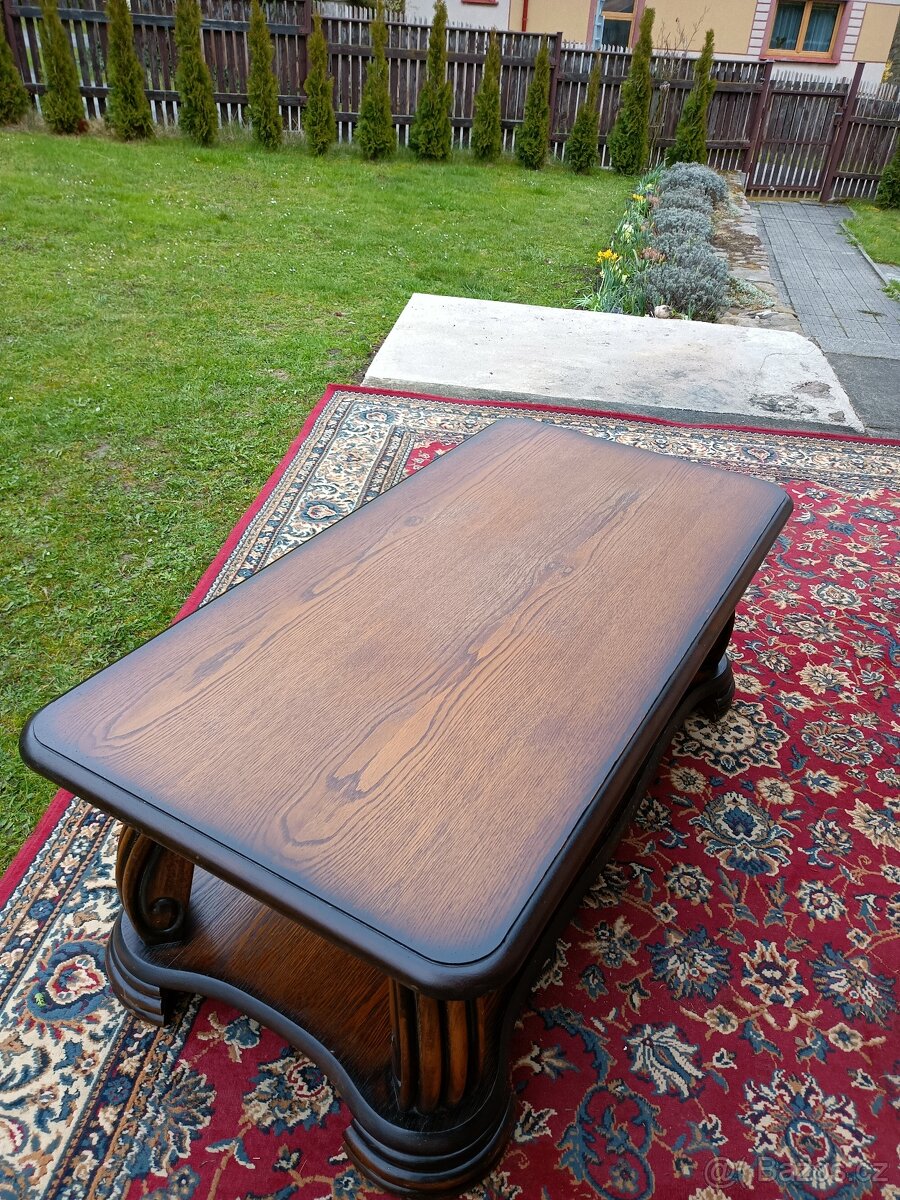 Tmavý rustikální konferenční stolek se spodní deskou - 3