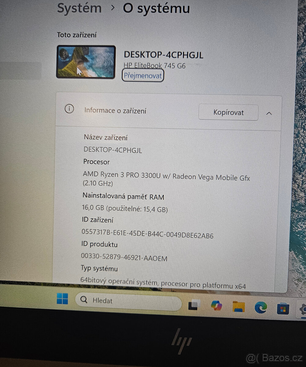 HP Elitebook 745 G6 ryzen 3 PRO 3300U - 3