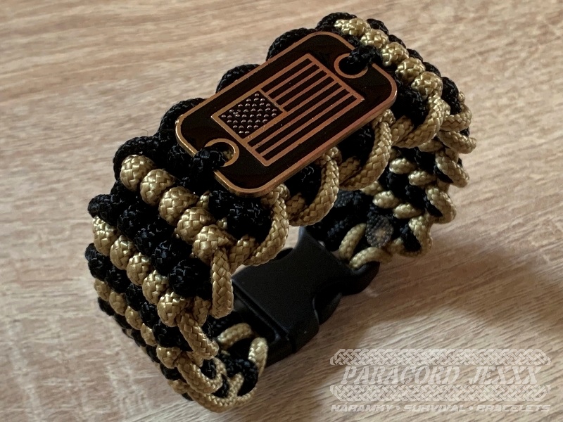 Paracord náramek (19 cm) black - bronze - 3