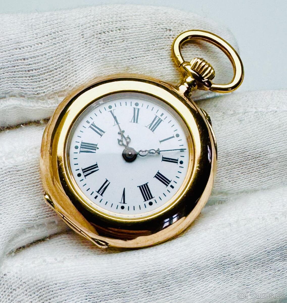 14K ZLATÉ KAPESNÍ HODINKY - JEPTIŠKY S ŘETÍZKEM A ETUI - 3