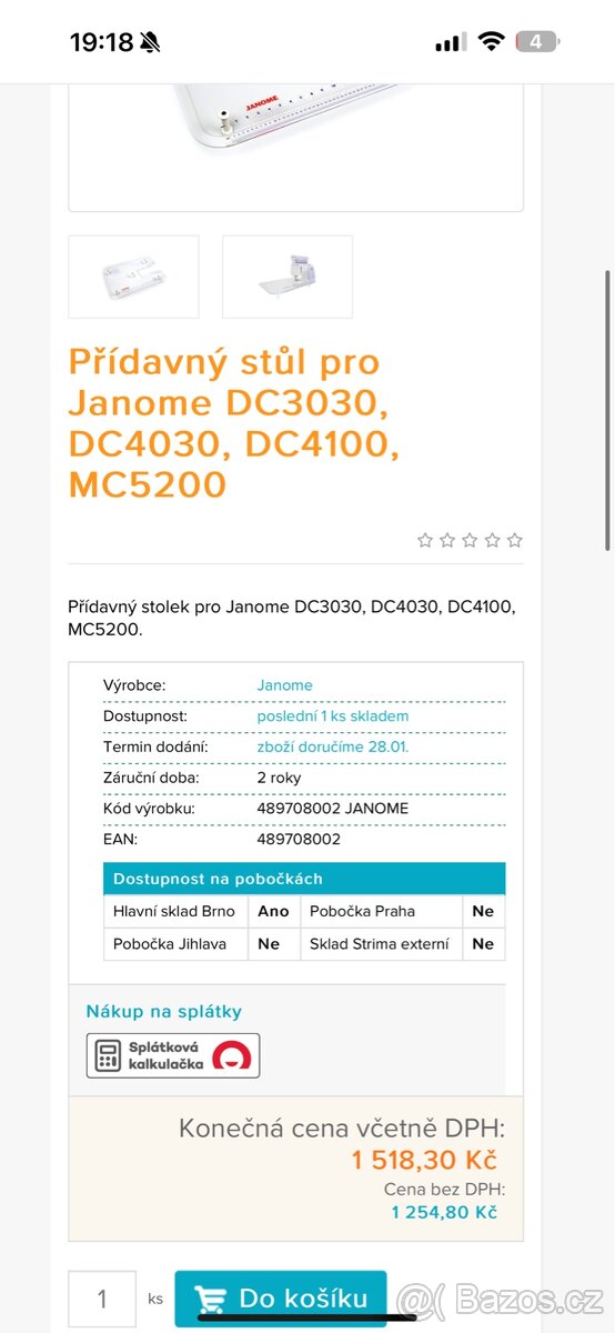 Přídavný stůl pro šicí stroj Janome - 3