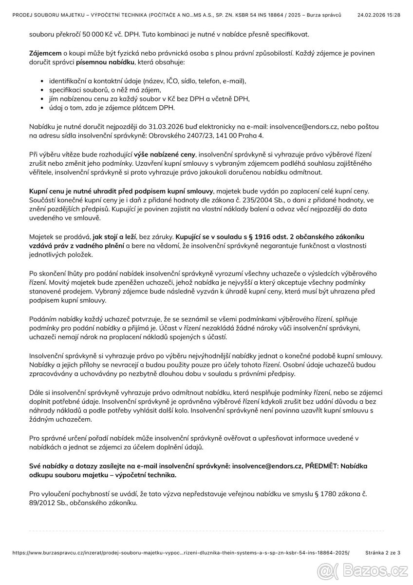 PRODEJ SOUBORU MAJETKU – VÝPOČETNÍ TECHNIKA - 3