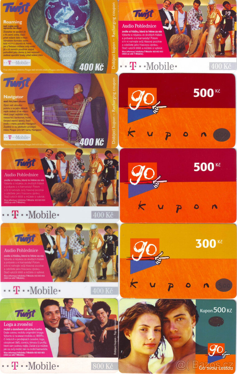 Staré dobíjecí kupóny na mobilní telefon, celkem 96 kusů - 3