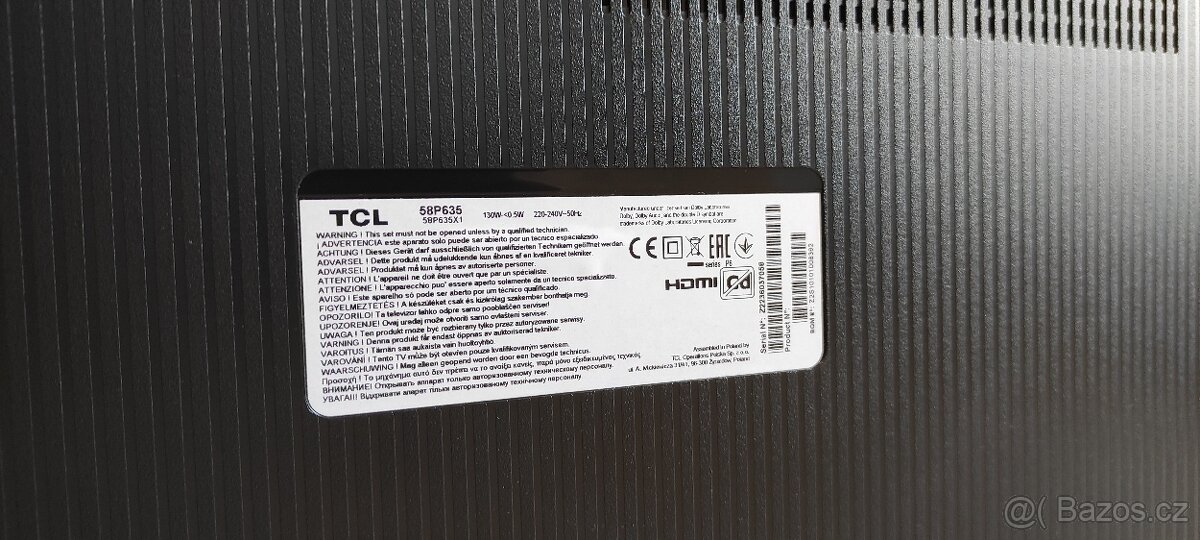 58" 146cm 4K TCL 58P635 - 3