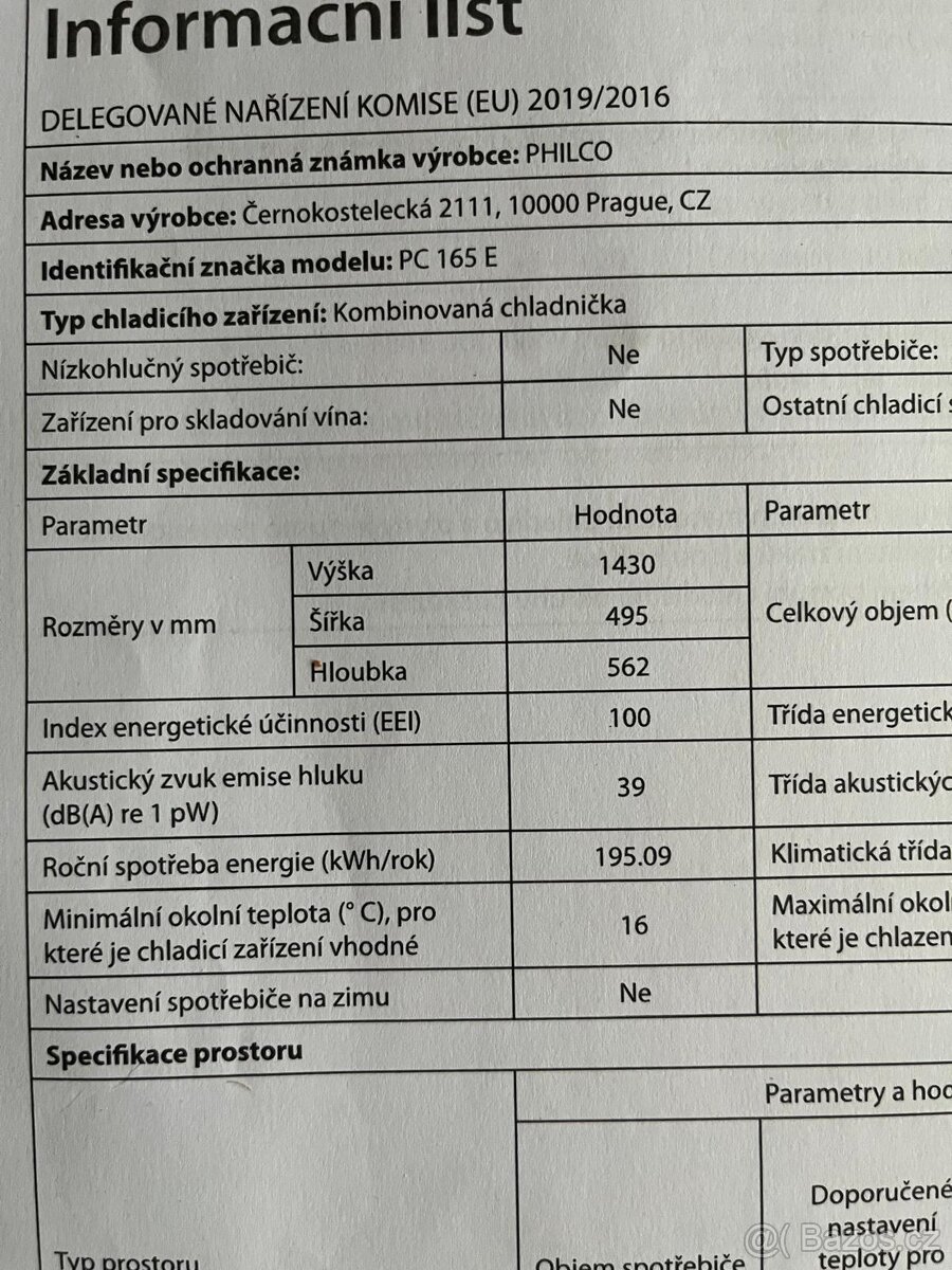 Lednice Philco v záruce do 7/26 - 3