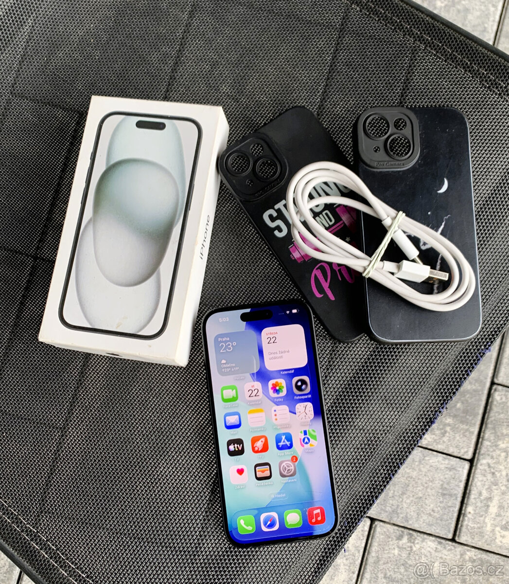 Apple Iphone 15 - 128GB - BLACK - UŽASNÝ IPHONE - 3