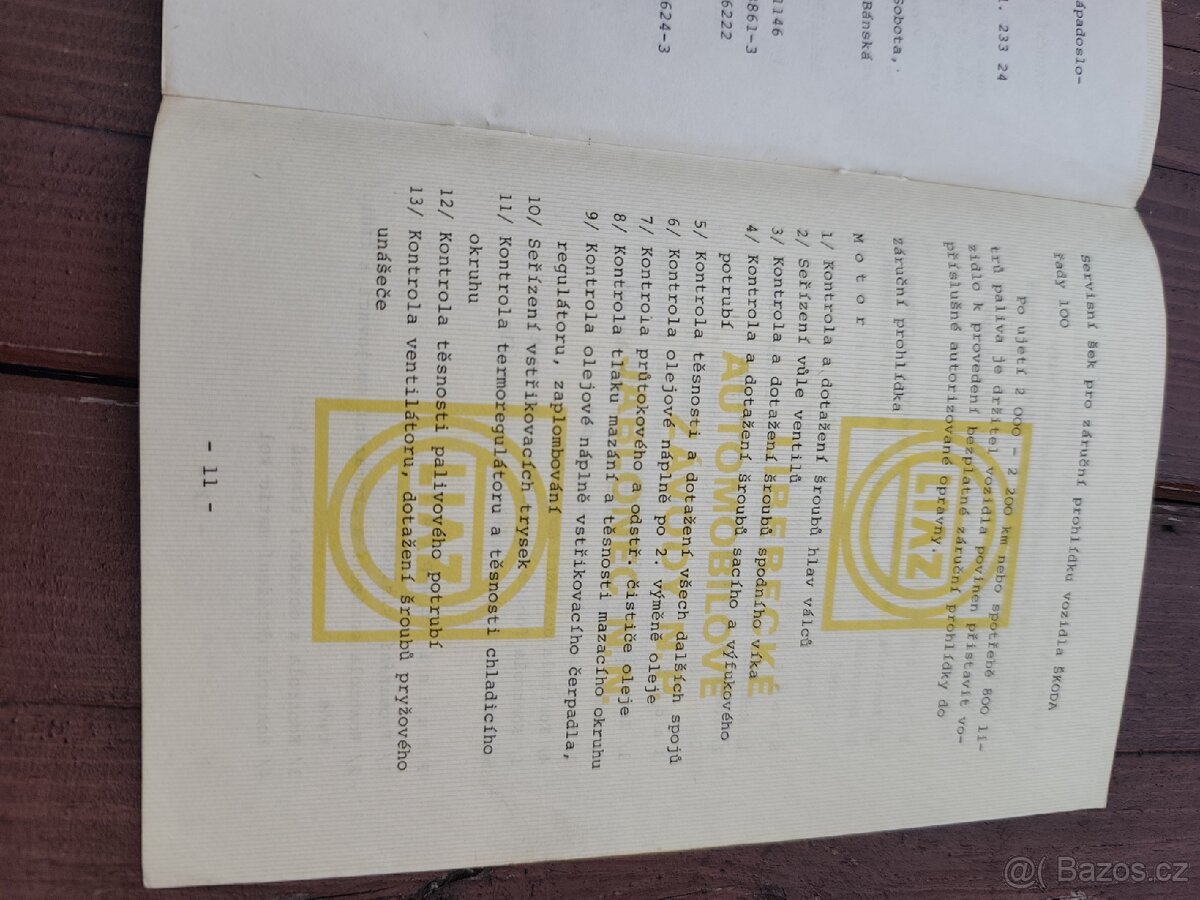 Záruční list, servisní šek, serviska Liaz 100 - 3