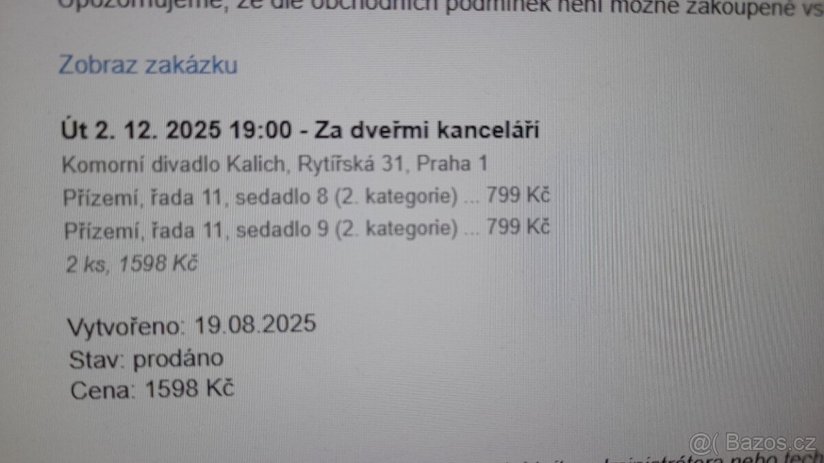 Vstupenka 2 ks divadlo Kalich dnes - 3