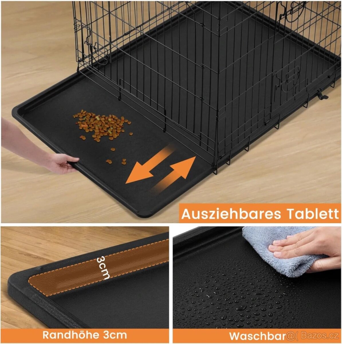 EUGAD Klec pro malé psy, Přepravní klec 108 x 76 x 69 cm - 3