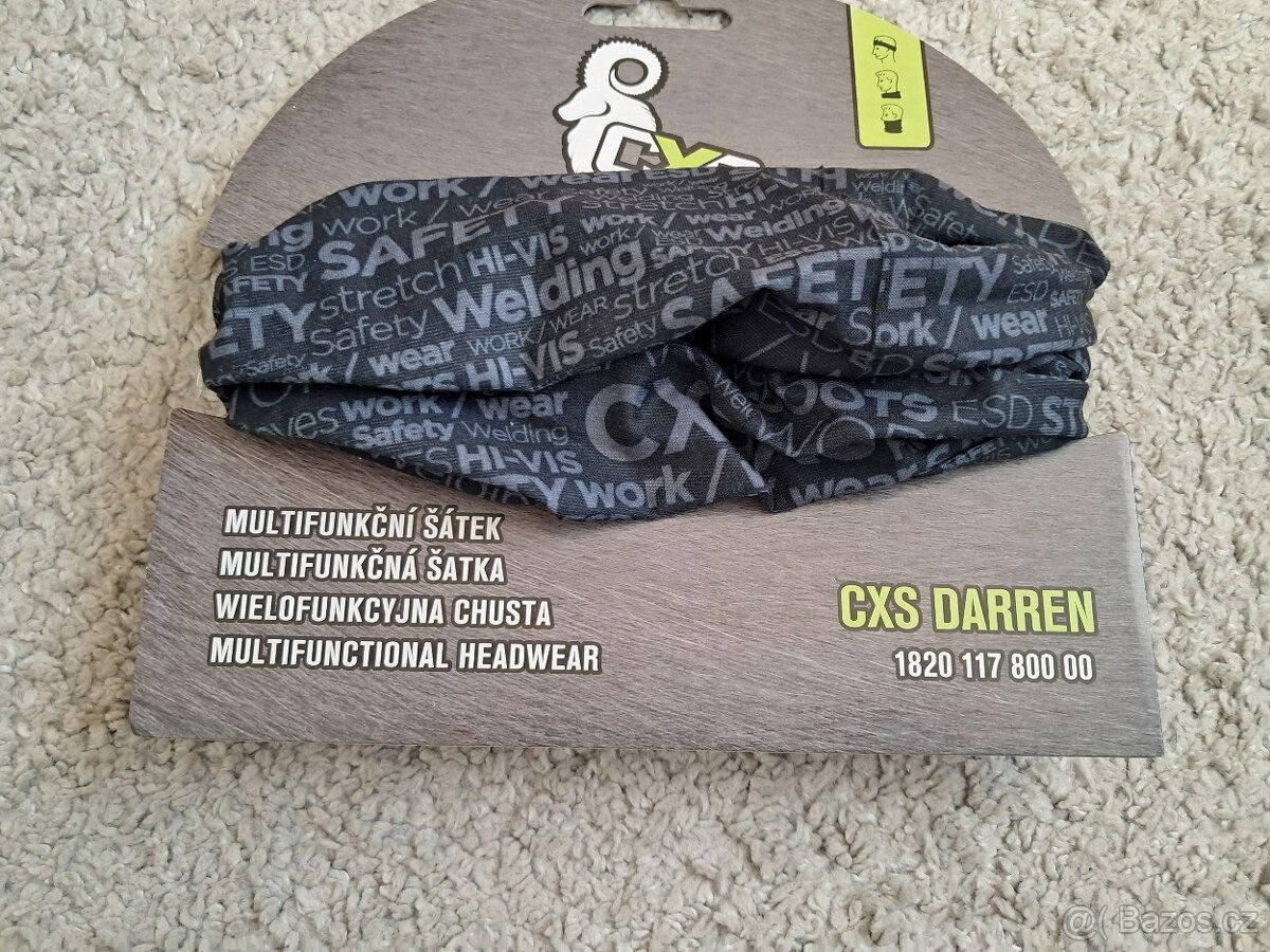 Multifunkční šátek černý s šedými nápisy, nový - 3