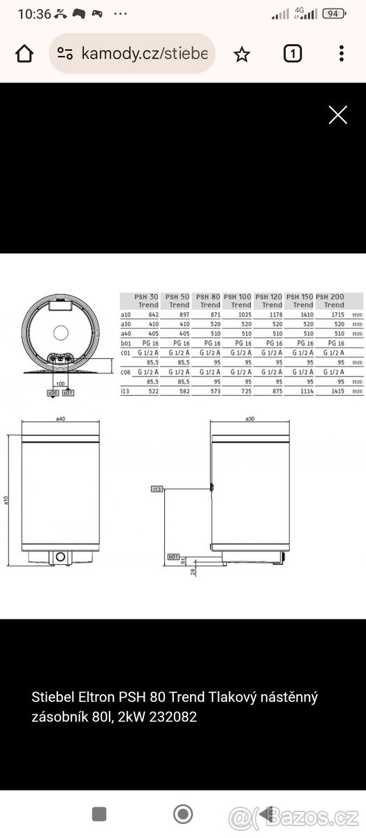 Novy elektricky bojler 80 L - 3