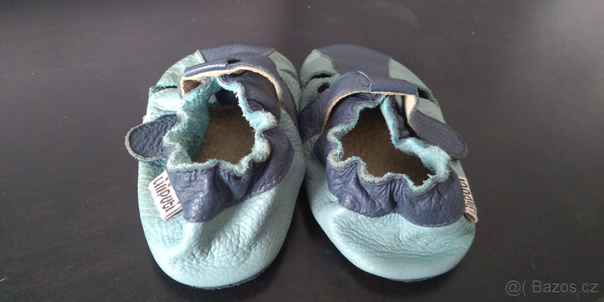 Liliputi kožené capáčky sandálky Sky modré vel. L - 3