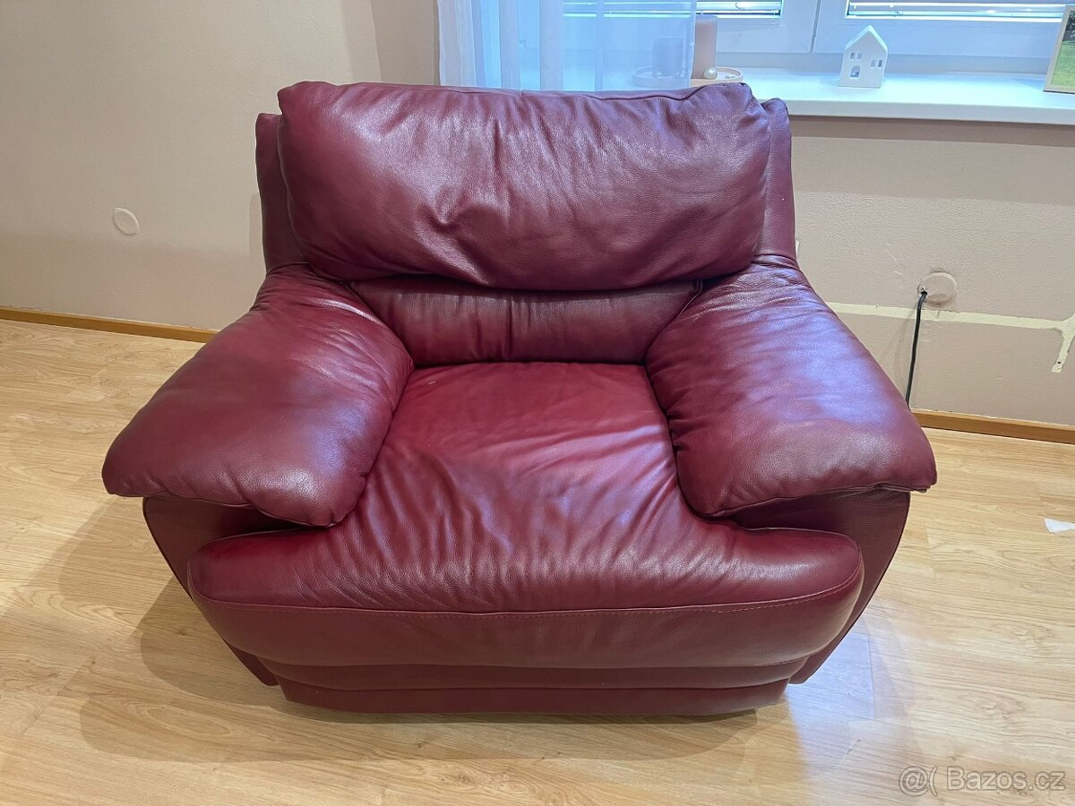 Kožená sedací souprava a křeslo - 3