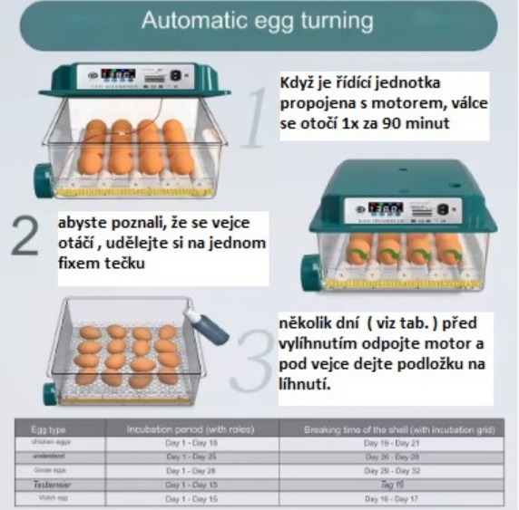 Automatická líheň, inkubátor, pro 16 slepičích vajec - 3
