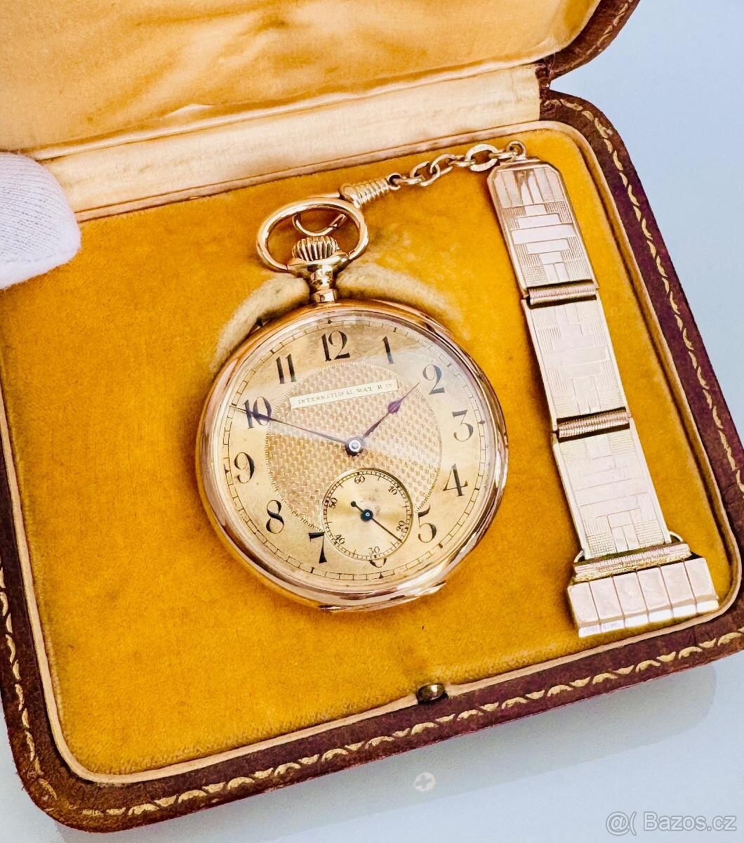 VZÁCNÉ 14K ZLATÉ PÁNSKÉ KAPESNÍ HODINKY IWC SCHAFFHAUSEN - 3