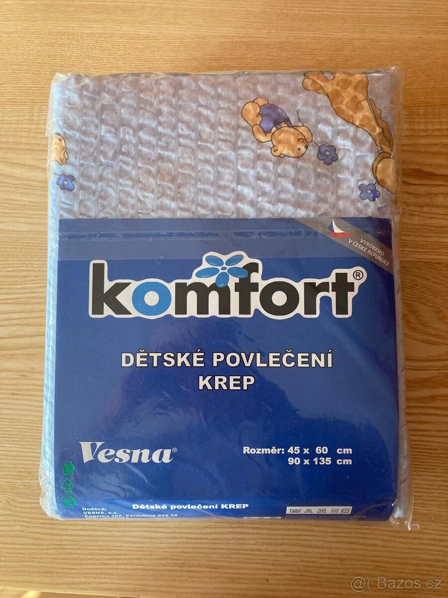 Dětské krepové povlečení modré, žirafa a méďa NOVÉ - 3