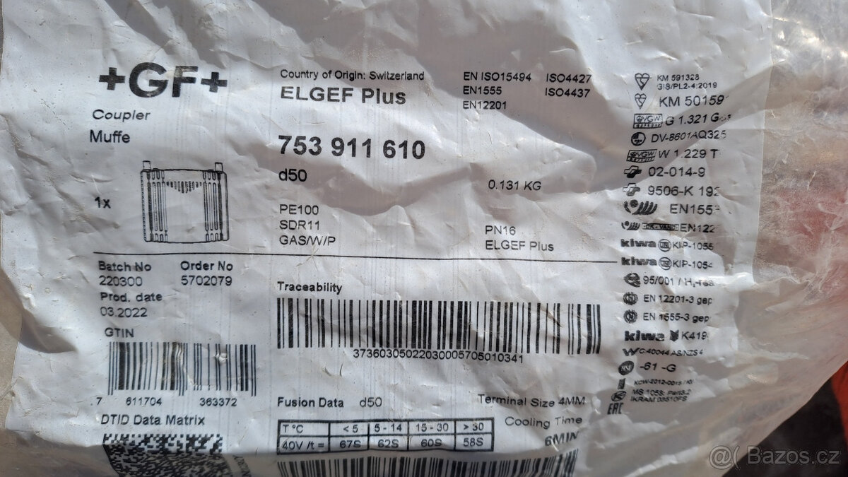 Elektrotvarovky ELGEF Plus d50 PE100 – nepoužité - 3