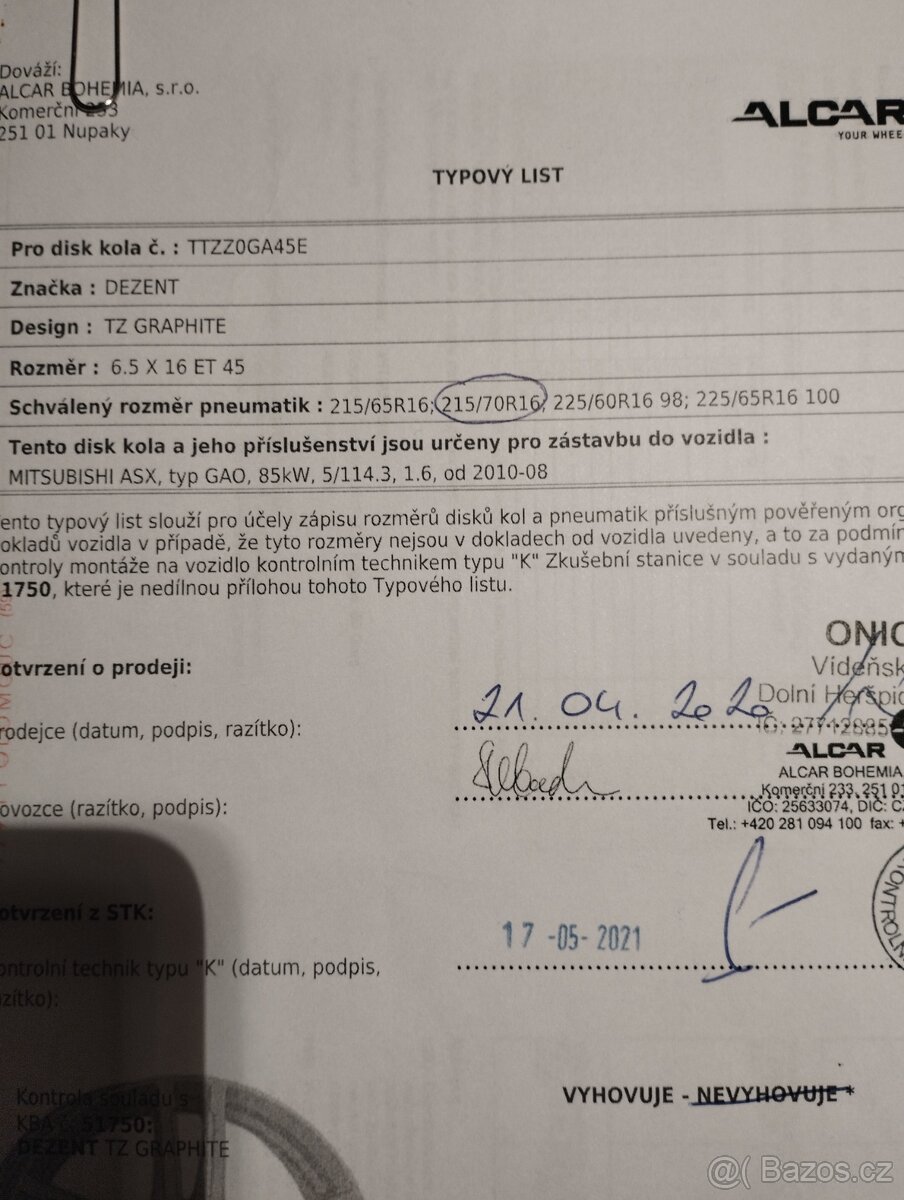 ALU kola Dezent 6,5 x 16 ET45 - 3