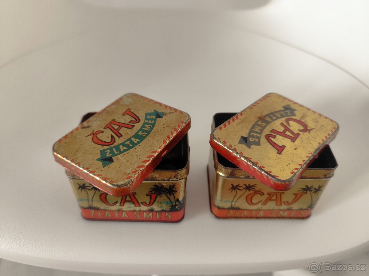 Starožitné plechové krabičky od čaje - 3