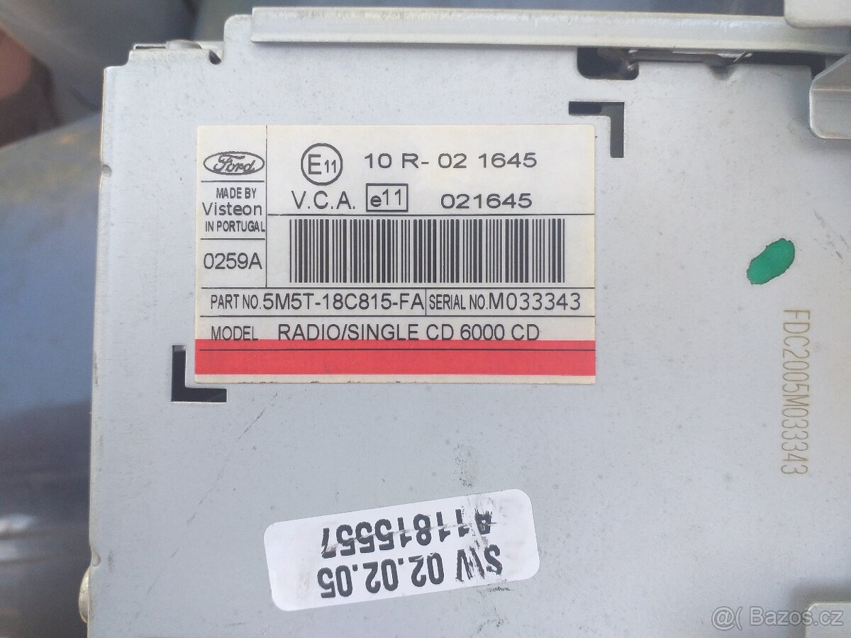 Autoradio FORD 6000 CD + originál kód - 3