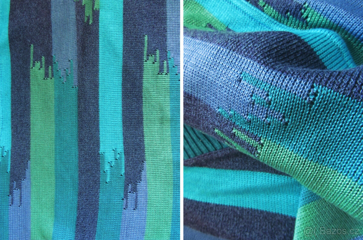 Vintage 80s pánský modrozelený svetr s visačkou - 3