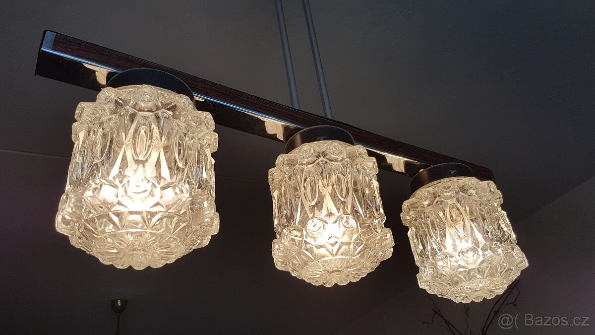 Lustr z broušeného skla, chrom Brusel ČSSR - 3