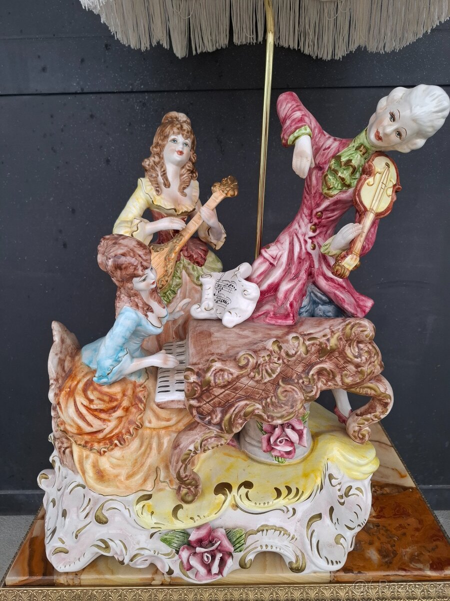 Starožitná porcelánová lampa Capodimonte - 3