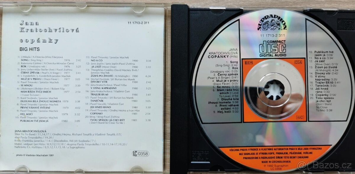 CD Jana Kratochvílová – Copánky (Big Hits) (1992) - 3