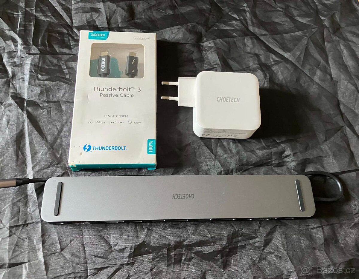 CHOETECH Dokovací stanice 11v1,adaptér 100W PD,kabel Thunder - 3