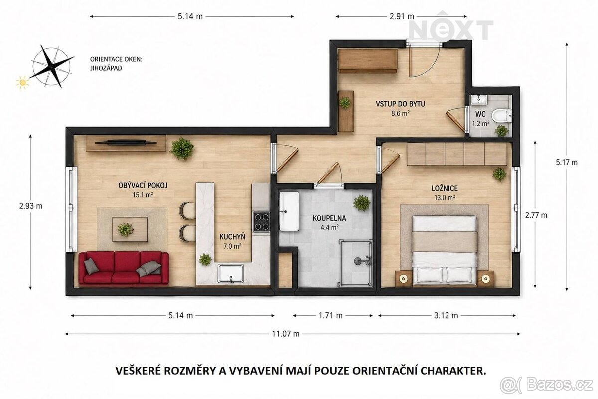 Pronájem byt 2+kk, 40㎡ - 3