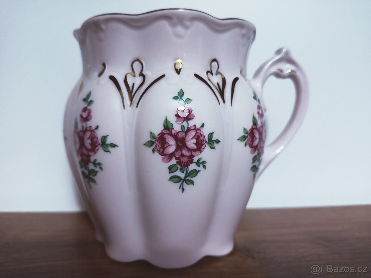 2x hrnek z růžového porcelánu s květy pivoňky - 3