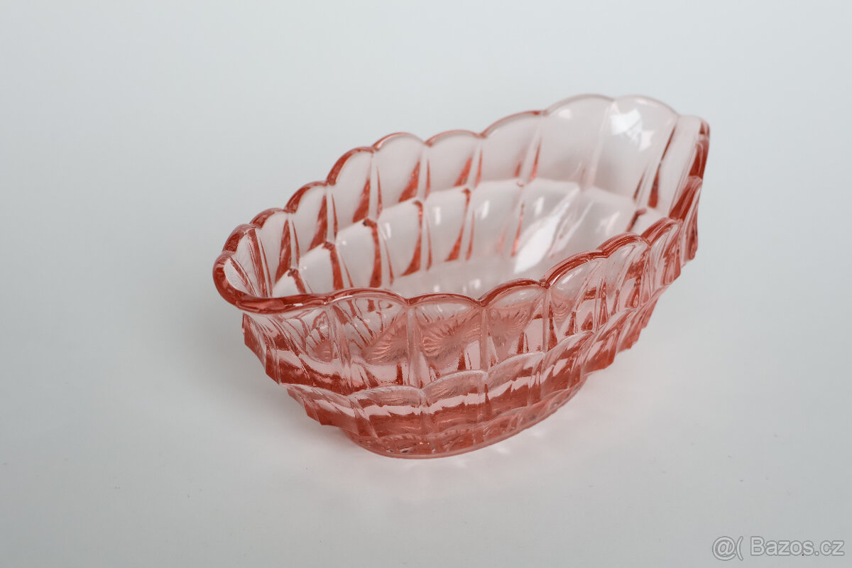 mísa růžové sklo art deco 20. 30. léta žardiniéra - 3